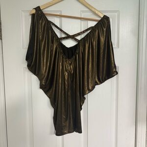 Guess‎ Bronze Metallic Cold Shoulder Blouse Size Small